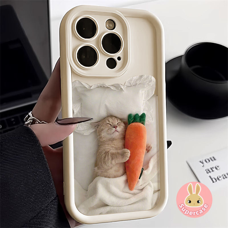 Ốp Điện Thoại Mèo Vui Nhộn Cho OPPO A6 GT Max A5 A5i Pro F31 Pro Plus Reno 15 14 Find X9 Pro X8S X8 Ultra K13 Turbo Pro Mèo Ngủ Có Cà Rốt Vỏ Điện Thoại Dễ Thương
