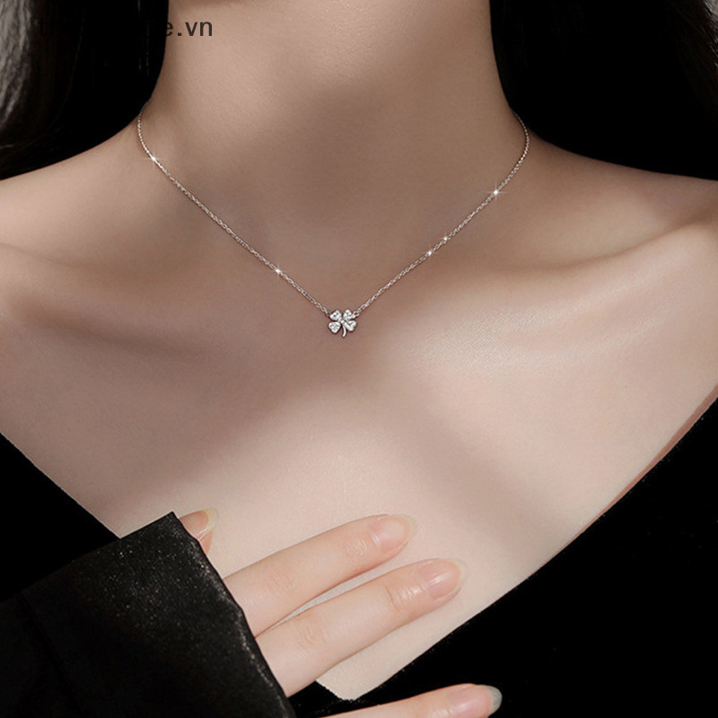 Thi Thời Trang Bốn Lá Cỏ Ba Lá Vòng Cổ May Mắn Lá Pha Lê Zircon Mặt Dây Chuyền Xương Đòn Dây Chuyền Nữ Nhẹ Trang Sức Dự Tiệc Quà Tặng VN