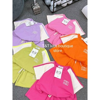 17-30kg Bộ Miu chữ thêu nhiều màu cho bé gái, set bộ mặc nhà đẹp cho bé gái