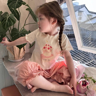(1-8Y) Bộ Bé Gái Tay Ngắn Thời Trang Mùa Hè 2024 Mới Bé Gái Hoạt Hình Dễ Thương In Hình Bộ Hai Mảnh Màu Hồng
