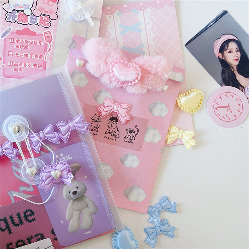 Nơ Trái Tim Phụ Kiện Photocards Bao Phụ Kiện Trang Trí Photocard Giá Đỡ Bao Bì Chất Liệu DIY Quà Tặng Dễ Thương 10 Chiếc