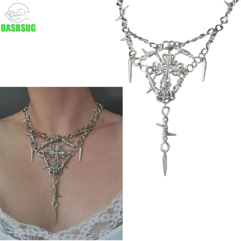 Dasbsug Vòng Cổ Trang Sức Cho Nam Nữ Y2K An Toàn Spur Mặt Dây Chuyền Choker Dây Xích Đảng