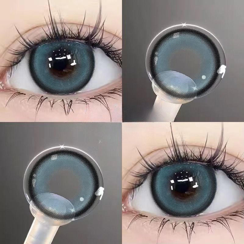 1 cặp (2 chiếc) Ống kính tiếp xúc Black Blue DIA:14.0mm/14.2mm/14.5mm Độ cận thị (0 ~ -6.00) Sử dụng: Ống kính 12 tháng 19