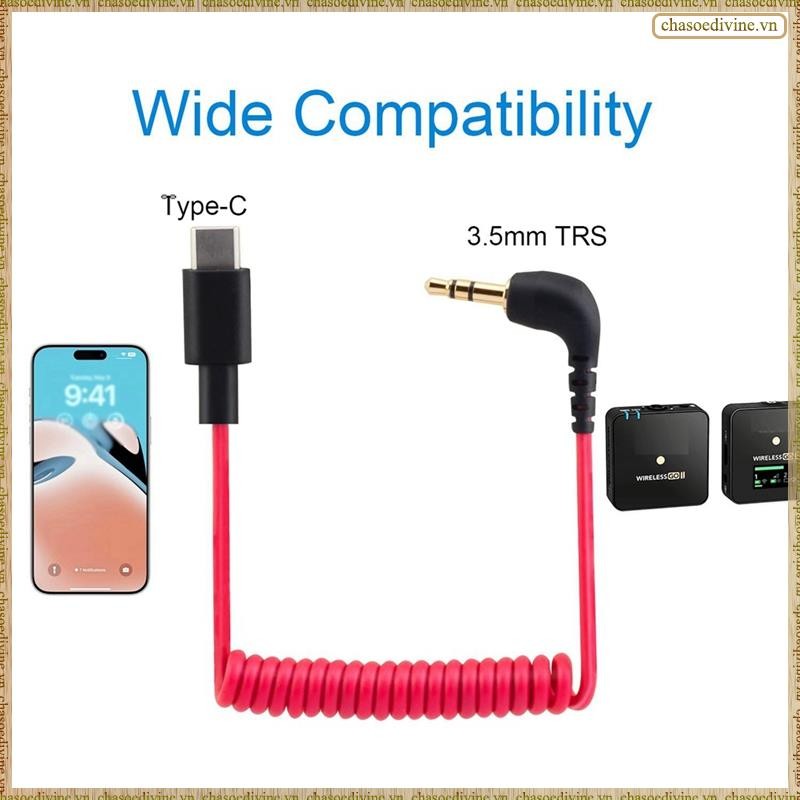 [K O G X] Cáp USB C sang 3.5mm cho RODE Wireless Go II, Cuộn góc phải TRS Nam DAC AUX Adapter Thay thế dây âm thanh