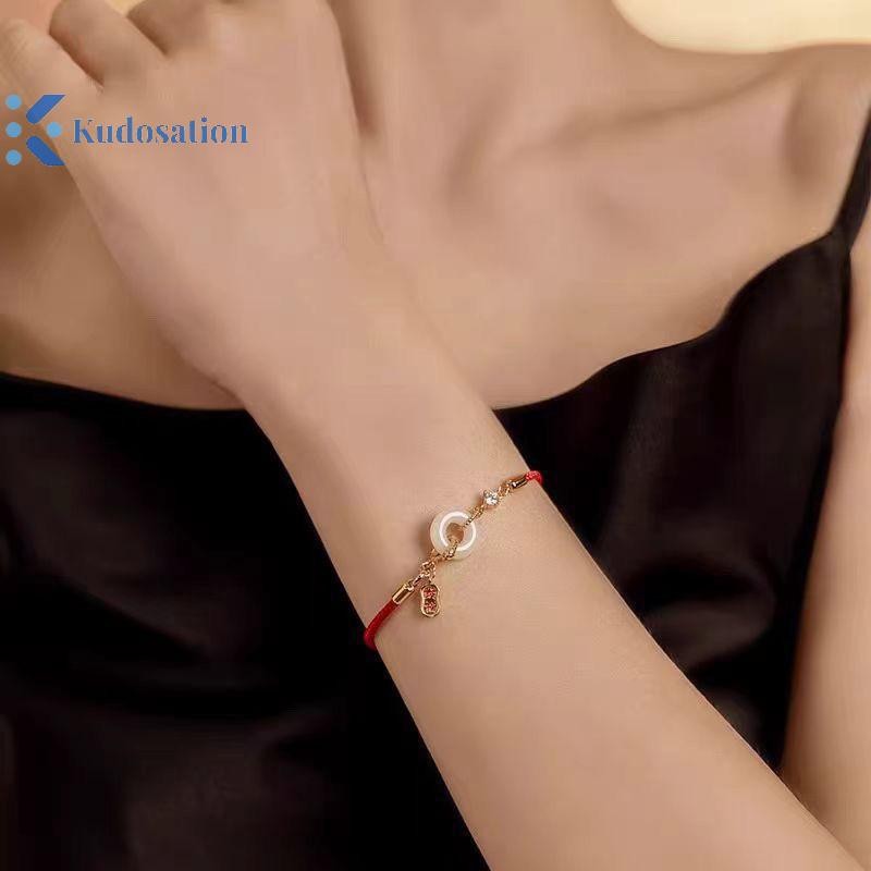 Kudosation Thời Trang May Mắn Dây Đỏ Rắn Mặt Dây Chuyền Vòng Tay Nữ Cung Hoàng Đạo Trung Quốc Rắn Năm Vòng Tay Quà Tặng Năm Mới
