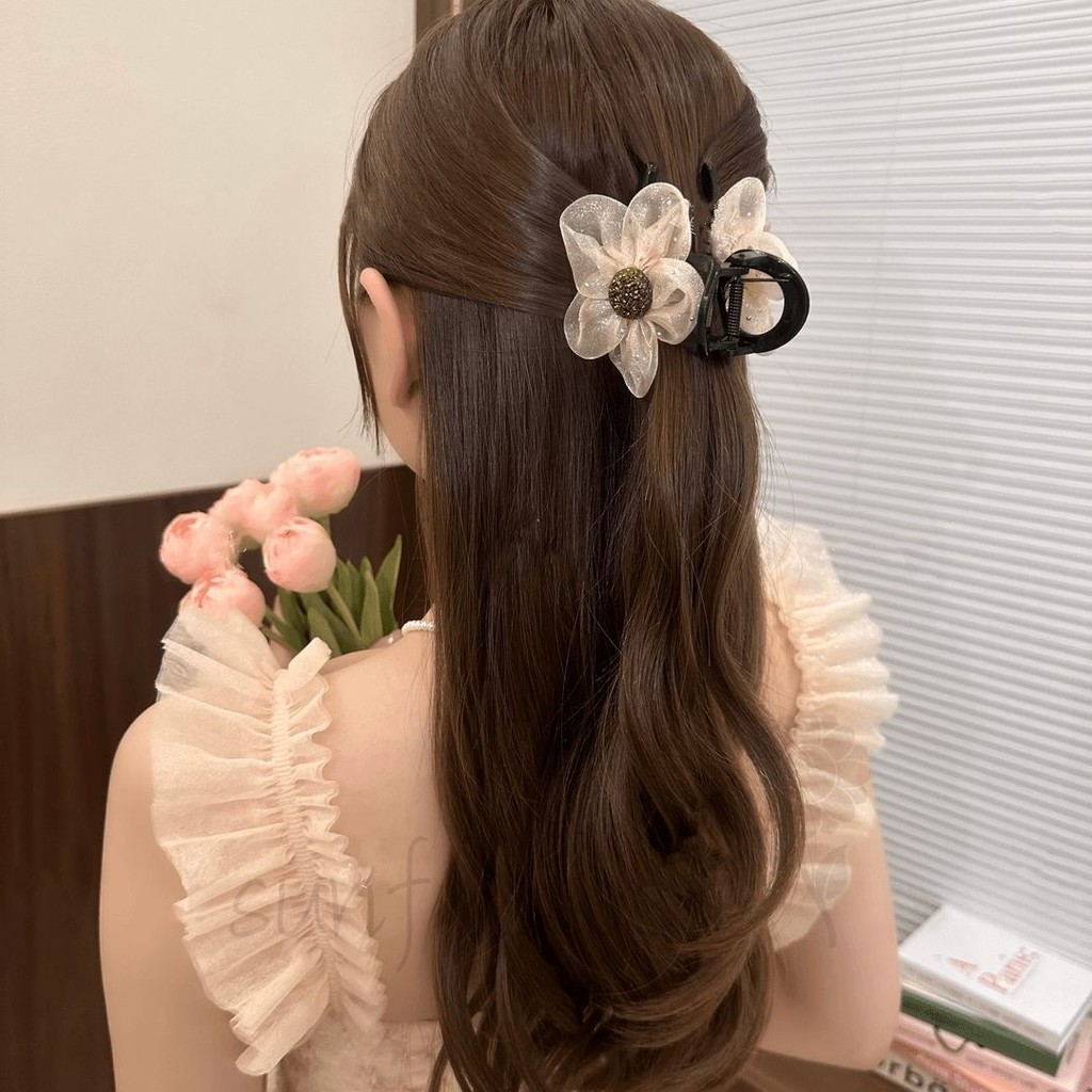 Kẹp tóc đuôi ngựa bằng lưới đính đá
