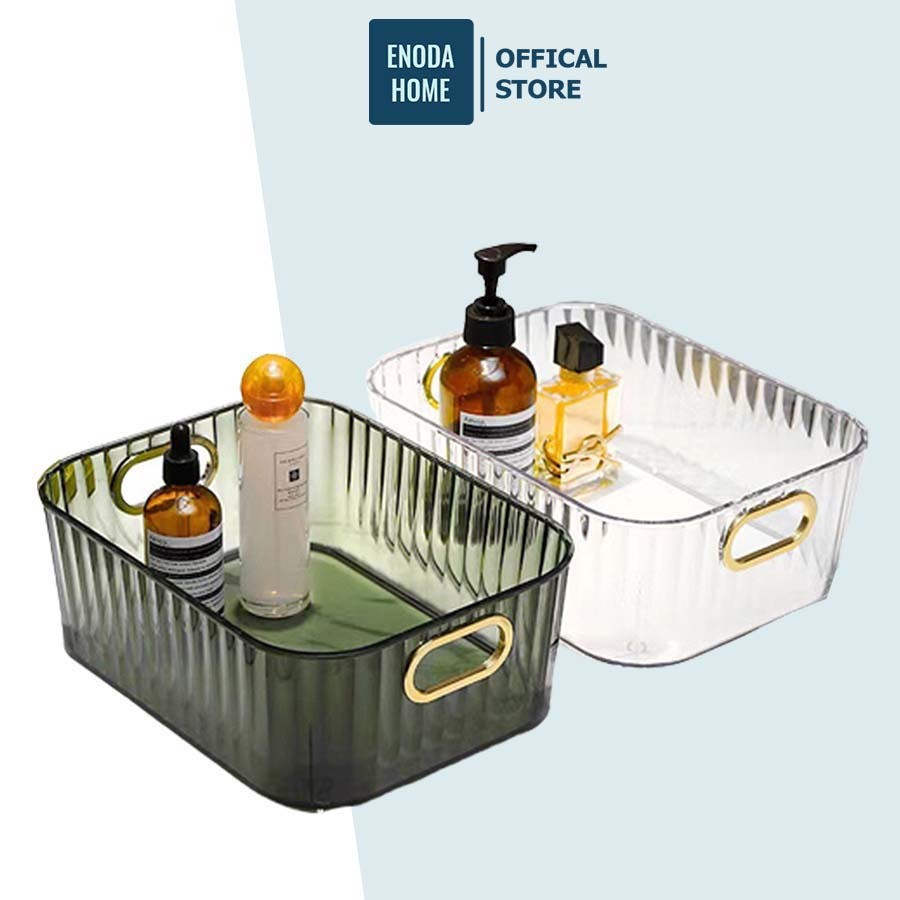 Khay Đựng Đồ TRong Suôt, Khay Mĩ Phẩm Có Quai Nhiều Màu Sang Trọng Q061