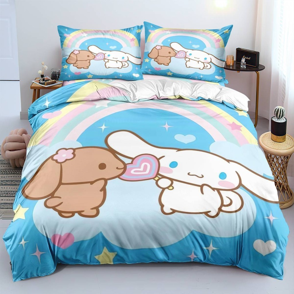 ST2 Cinnamoroll 3in1 Bộ Chăn Ga Gối Chăn Ga Gối Phòng Ngủ Có Thể Giặt Thoải Mái Nhà Phù Hợp Với Trang Trí Nhà TS2