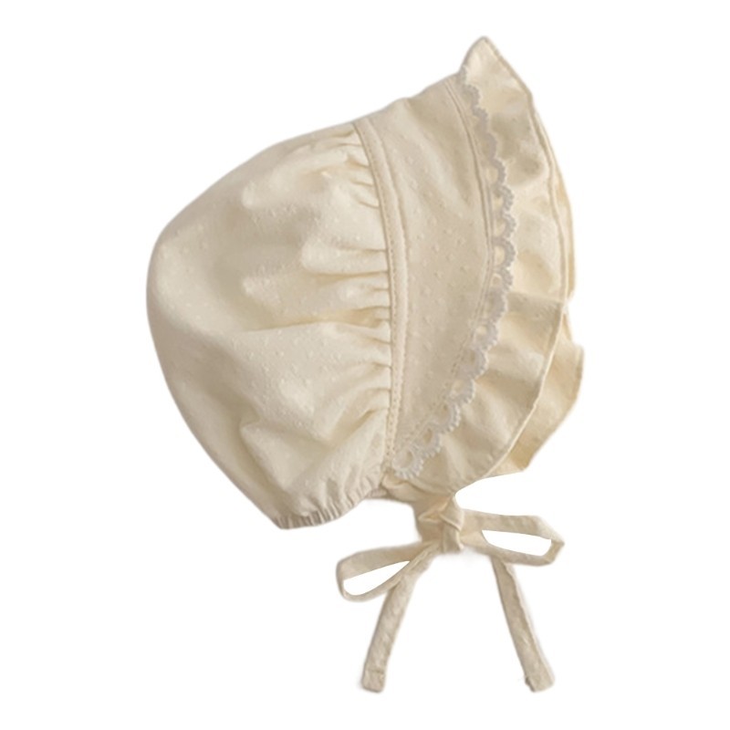 Innlike1 Mũ Trẻ Sơ Sinh Bé Gái Bonnet Cotton Christening Bonnet Mũ Thoáng Khí Mũ Chống Nắng Nhẹ Mũ Cho