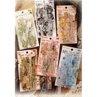 JIANWU 20 Tờ Giấy Lab Series Vintage Vật Liệu Hoa Trang Trí Dải PET Miếng Dán Sáng Tạo DIY Tạp Chí Cắt Dán Văn Phòng Phẩm