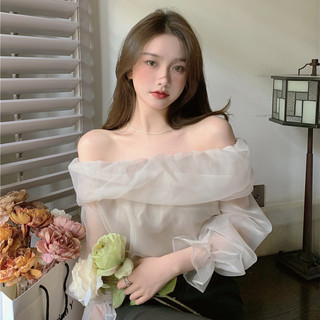 Áo Sơ Mi Một Vai Mùa Hè Phong Cách Mới Slim-fit Áo Thun Gạc Dài Tay Tắt @ -