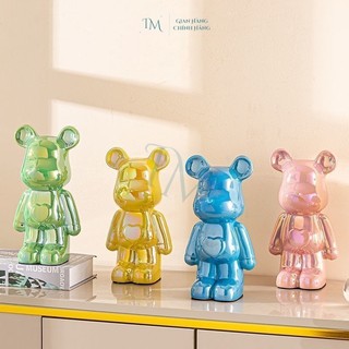 Gấu Bearbrick decor hottrend KEA Mama bằng sứ có lỗ ống heo decor nhà văn phòng quà tặng sinh nhật độc đáo cao 28cm