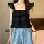 EBINLANDS Sling, Áo Vest Spice Girls, Áo Crop Top mùa hè ngọt ngào thông thường ngoài trời