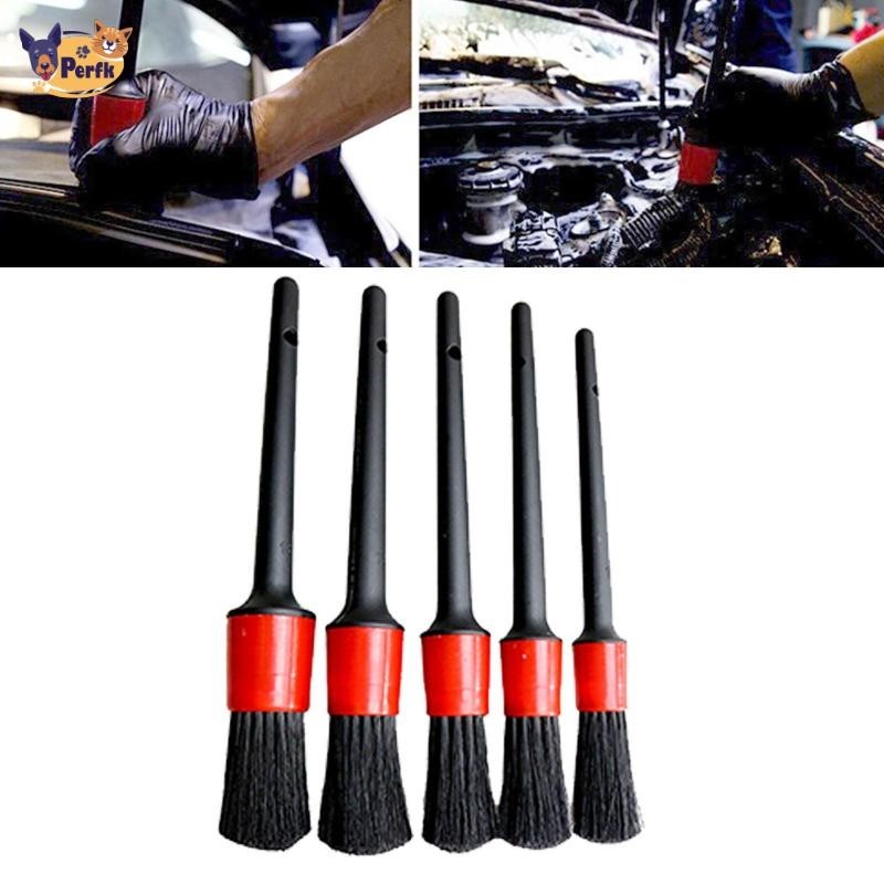 Bộ cọ chi tiết 5 kích thước bàn chải khác nhau Tay cầm ướt & để làm sạch động cơ, bảng điều khiển, bánh xe, nội thất, ô tô, xe máy