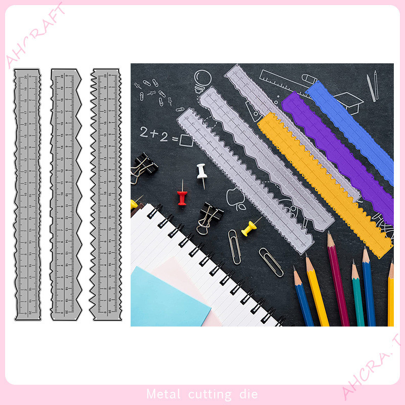 3 Thước Series Kim Loại Thép Carbon Khắc Khuôn DIY Sổ Lưu Niệm Cắt Giấy Thủ Công Dập Nổi Bản Mẫu