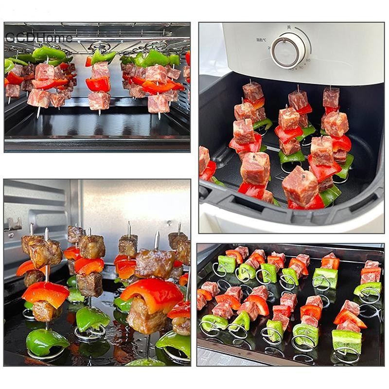 Gcdhome 10 Chiếc Nồi Chiên Không Khí Lò Nướng Dọc Xiên Nướng Phụ Kiện Đa Năng Thực Phẩm Thép Không Gỉ 304 Kim Nướng Đặc Biệt HOT
