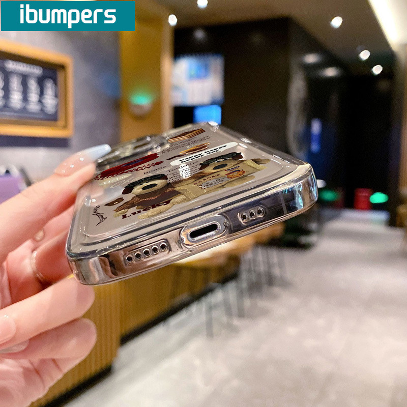 ibumpers Ốp Lưng IPhone Retro Thời Trang Búp Bê Chó Con Họa Tiết Thực Phẩm Ốp Điện Thoại Trong Suốt Dày Dặn TPU Mềm Chống Sốc Cho IPhone 16 15 14 12 13 11 Pro Max IP 7 8 Plus X XS XR