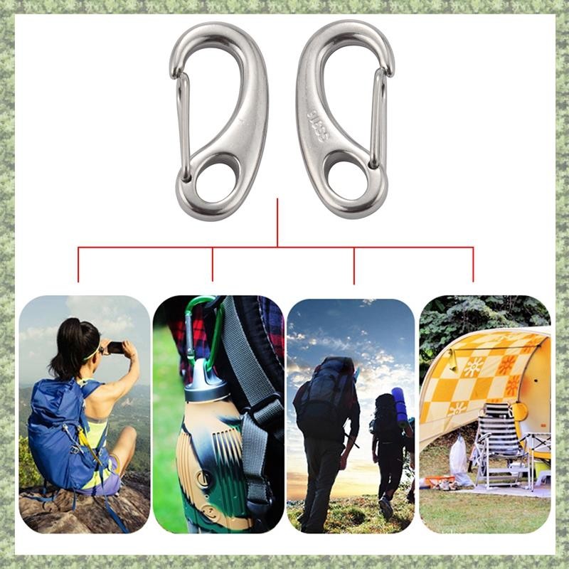 (C Z G L) 2 Chiếc Thuyền Biển Thép Không Gỉ Hình Trứng Lò Xo Kẹp Móc Kẹp Nhanh Carabiner Khóa Ngoài Trời