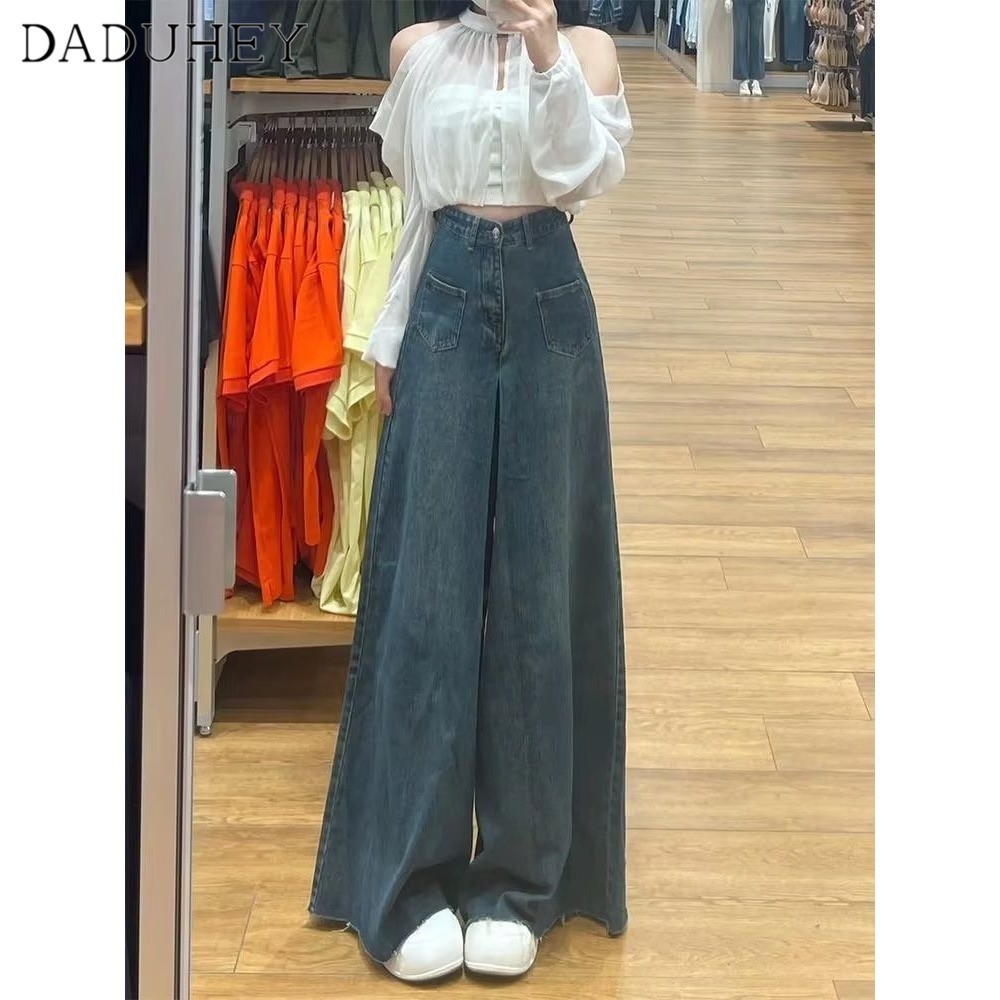 Ảnh DaDuHey New American Ins High Street Retro Jeans Niche High Waist Wide Leg Pants plus Size Trousers 2