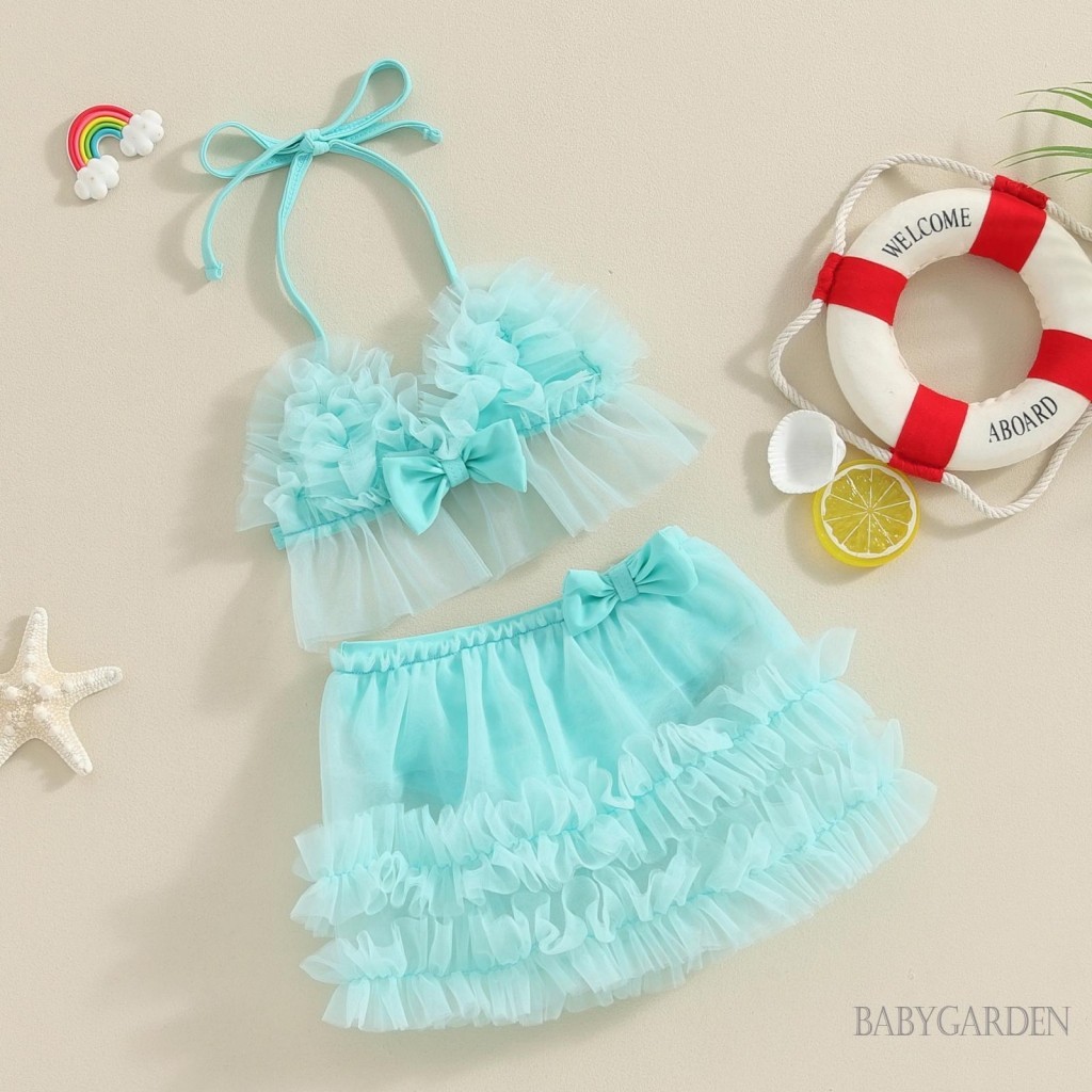 Baga-0-24 Tháng Tuổi Bé Gái 2 Bộ Bikini Vải tuyn Camisoles + Quần Short PP Đồ Bơi. Đồ bơi