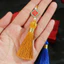 6cm Dây Vàng Quấn Bốn Lá Cỏ Ba Lá Nút Thắt Trung Quốc Treo Mảnh Guqin Suizi Thơm Túi Tua Rua Treo Trang Trí Phong Cách Cổ Đại Hanfu Trang Sức Quạt Phụ Kiện Treo Mảnh
