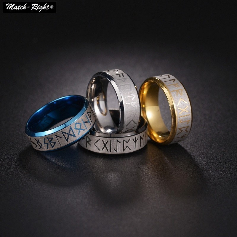 Viking Cướp Biển Phong Cách Rune Nhẫn Unisex Nhiều Màu Titan Nhẫn Bắc ...