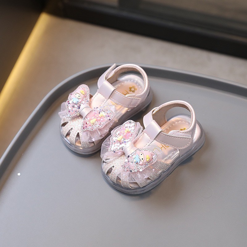 sandal bé gái dép rọ tạp đi bảo vệ chân cho bé từ 6m nơ cô gái xinh xắn chống trượt êm chân công chúa A1609