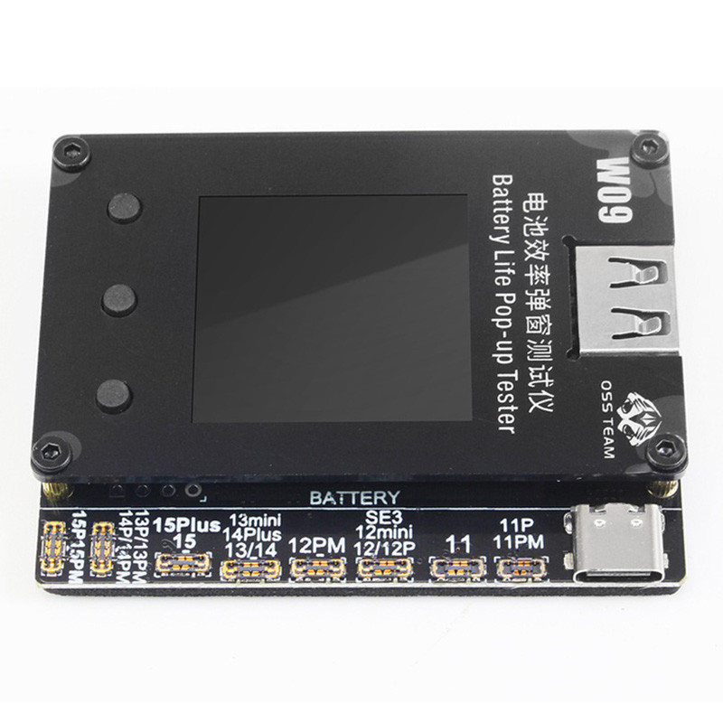 OSS W09 Pro V3 Hiệu suất pin Bật lên Tester Điện thoại di động 11 - 15 ProMax Không cần cáp ngoài Công cụ sửa đổi dữ liệu pin