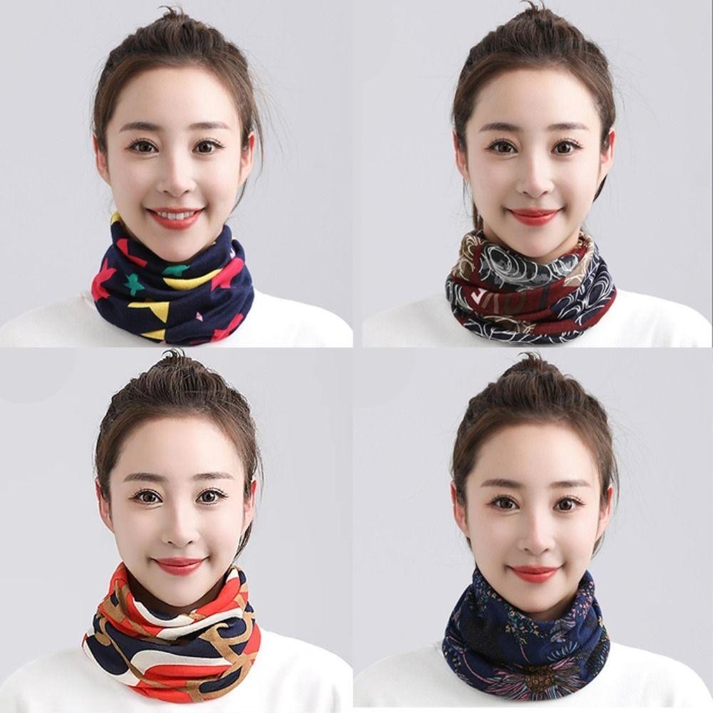 SLICELLIFE Khăn choàng Cotton mềm mại, Khăn quàng cổ nữ in hình thời trang thu đông, Cổ áo giả đa năng Mặt ấm áp