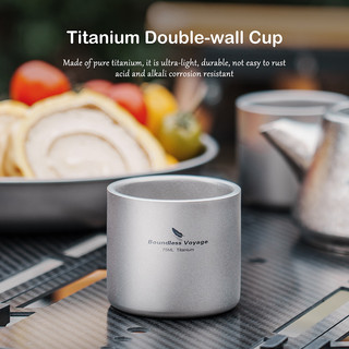 Boundless Voyage Titanium 75ml Cốc Hai Tường Cà Phê Trà Cốc Ba Lô Nhẹ Di Động Cắm Trại Nóng Lạnh Nước Uống