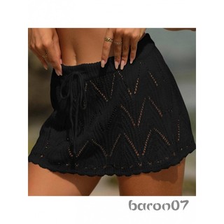 Phụ Nữ Móc Che Váy Mùa Hè Dây Rút Cao Cấp Đi Biển Coverups Dệt Kim Váy Mini