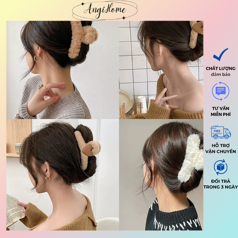 Kẹp tóc càng cua Hàn Quốc nữ đẹp hottrend nhám cỡ size lớn cặp búi tóc dễ thương cào 10 răng, 14 răng ANGIHOME