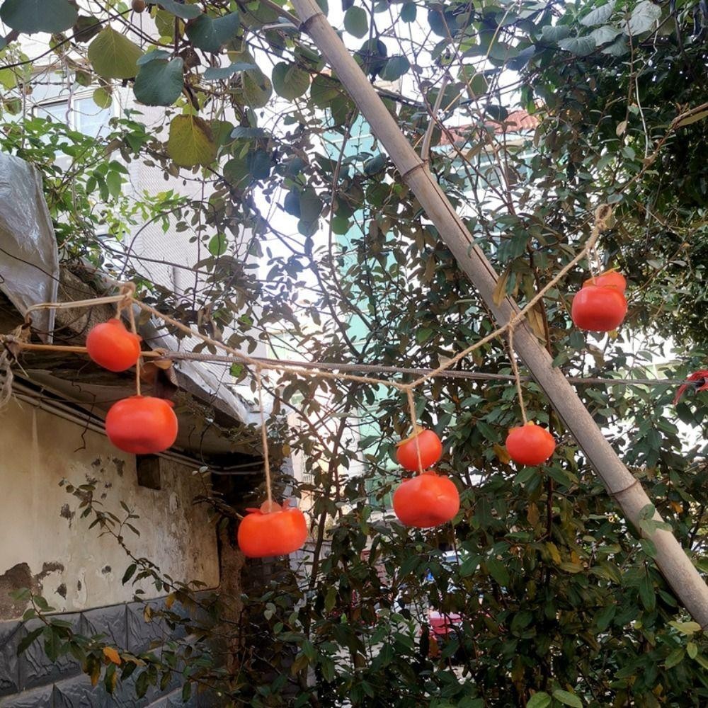 DONOVANQQ Mô Phỏng Quả Hồng, Quả Hồng Nhân Tạo 80cm 8 Quả, Đồ Trang Trí Nhà Cửa Treo Tường Màu Cam Sống Động Như Thật Mặt Dây Chuyền Hồng Phong Cảnh