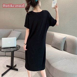 Phụ Nữ modal Cổ Chữ v plus Kích Thước Tay Ngắn Váy midi Mùa Xuân 2024 Mới Thoải Mái Mềm Mại Co Giãn Trơn Thường Ngày Mỏng loungewear
