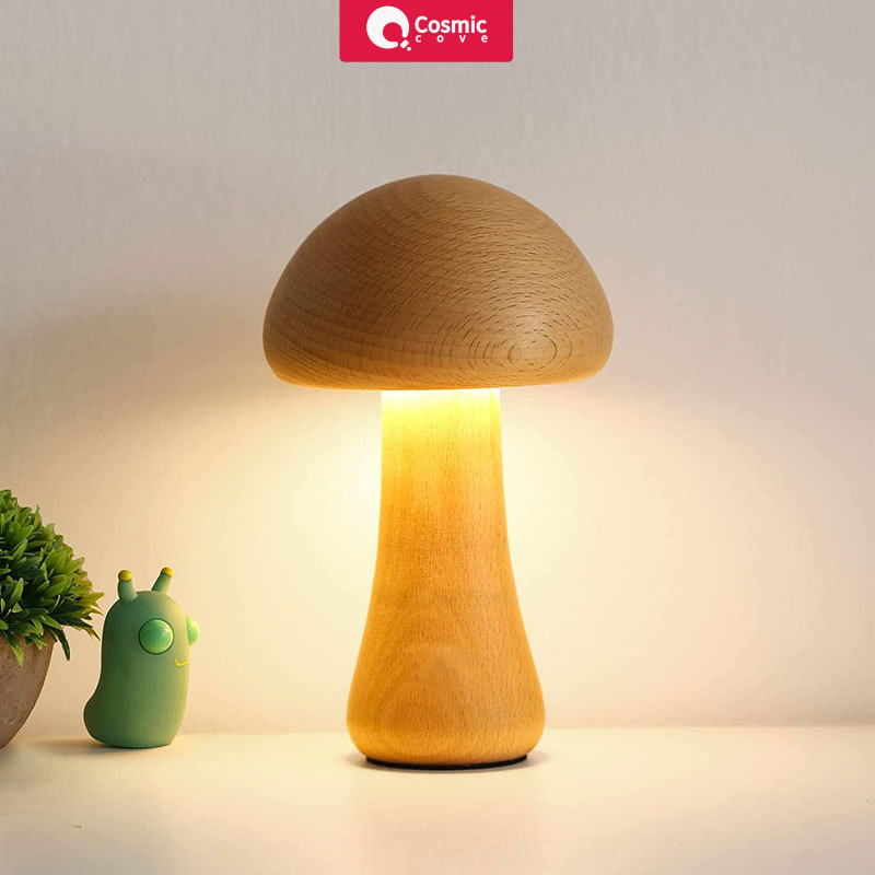 Sáng tạo rắn gỗ nấm bầu không khí trang trí đầu giường LED đèn bàn ...