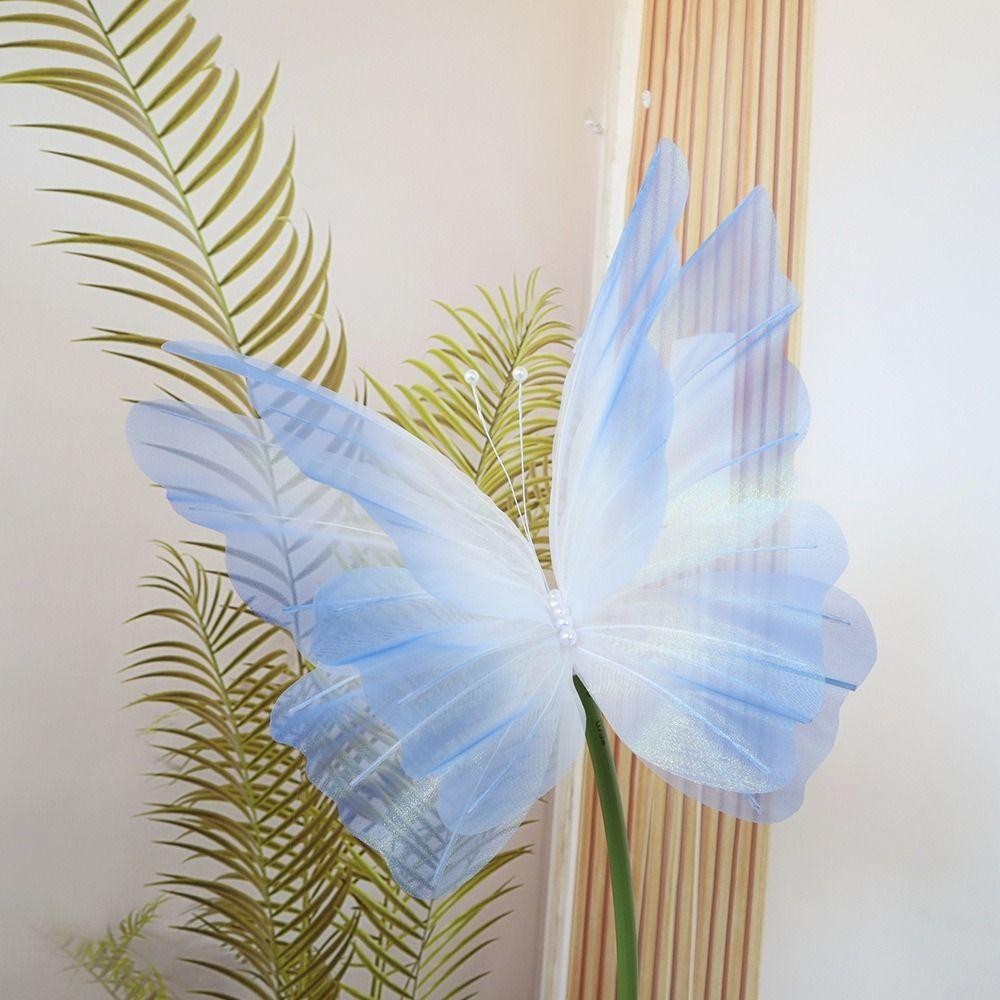 Gill Thiết thực Bướm Ba Chiều Bằng Vải Gạc Khổng Lồ Trang Trí Tiệc Cưới Ngoài Trời 50cm