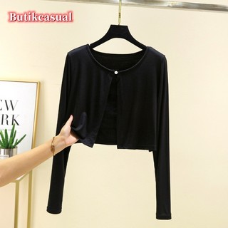 Phụ Nữ Xuân Hè Dài Tay Mỏng Ngắn Mỏng Kích Thước Lớn Thoáng Mát cardigan