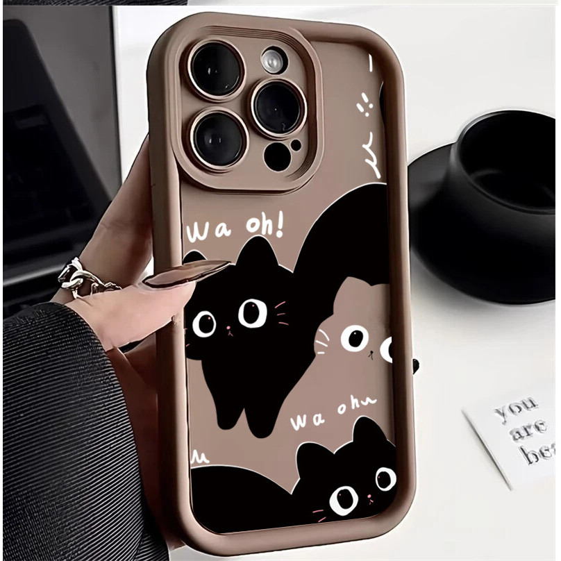 Ốp Điện Thoại Cho Samsung Galaxy M34 M31 M51 M30S M23 M20 M11 M15 J4 J6 Plus J8 A10 A01 A02 S20 Ultra Ốp Lưng Động Vật Dễ Thương Mèo Đen Bảo Vệ Camera Hoạt Hình