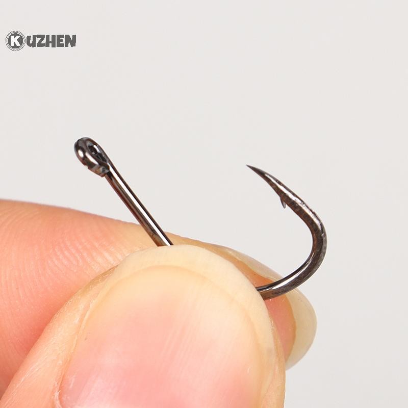 Kuzhen 100-500 Chiếc Móc Câu Bộ Thép Carbon Cao Sắc Nét Móc Câu Cá Thiết Bị Câu Cá Gear Giải Pháp Phụ Kiện HOT