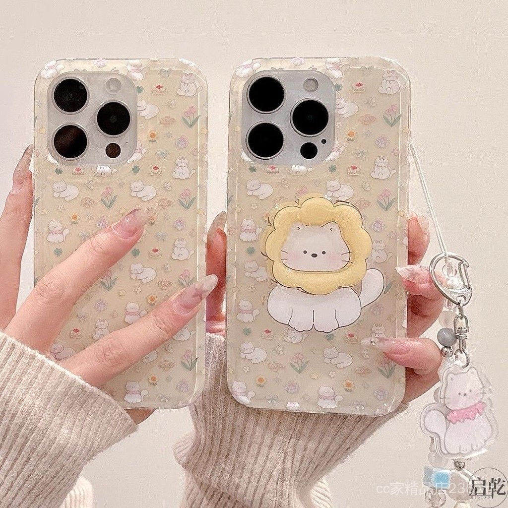 Ốp lưng hình mèo hoa hướng dương hoạt hình tương thích với iPhone 14 15 Pro Max 16 mẫu mới 13 bảo vệ toàn diện 12 cho phụ nữ
