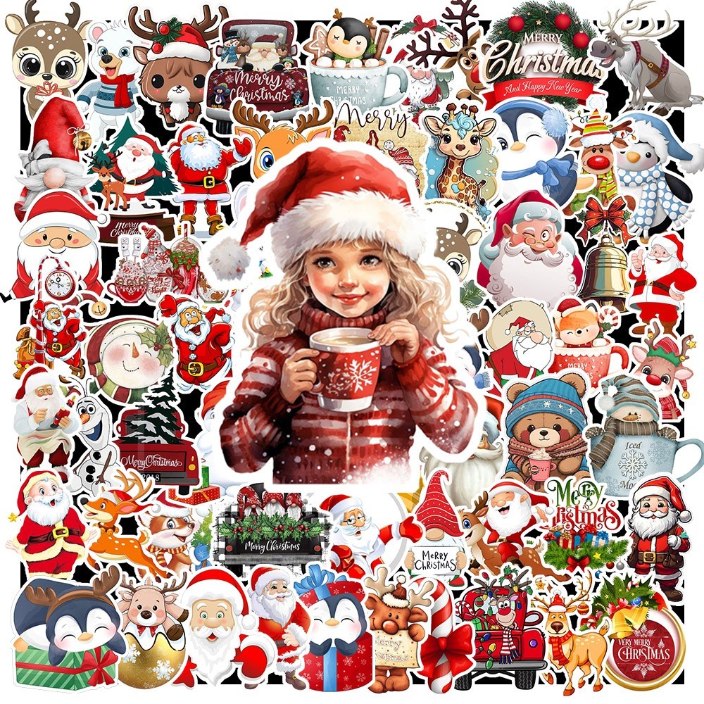Combo 50 Sticker Hình Dán Hoạ Tiết Giáng Sinh - Merry Christmast Siêu Đẹp - Trang Trí Cho Vật Dụng - GÌ CŨNG IN