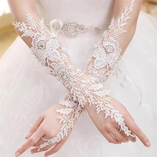 1 đôi găng tay cưới cô dâu, tiệc cưới, chụp ảnh, hoa tay siêu cổ tích, hoa cưới, ren, găng tay dài và ngắn