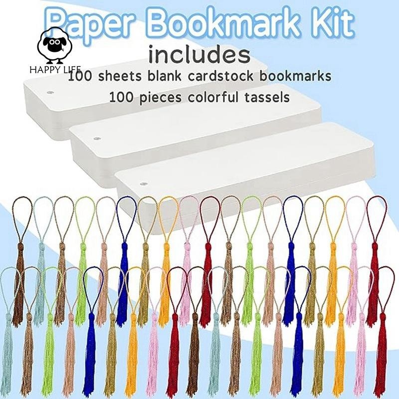 [xinggao] Set 100 Bookmark Thủ Công Bằng Giấy Tự Làm Nhiều Màu Sắc Có Tua Rua Dùng Làm Quà Tặng
