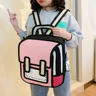 Ba Lô Học Sinh Hoạt Hình Dễ Thương Chống Thấm Nước Mịn Dây Kéo Sách Lưu Trữ Unisex 2D Vẽ Bé Gái Bé Trai Daypack Du Lịch Ba Lô