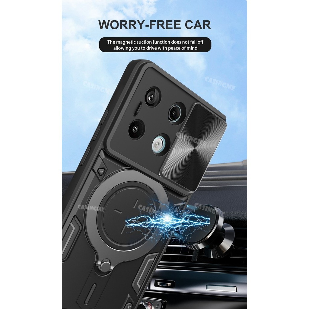 Redmi Note 13 2024 Giáp Chống Sốc Đẩy Kéo Camera Bảo Vệ Vỏ Cho Redmi Note 13 Note13 RedmiNote13 Pro 13Pro Plus + 4G 5G Ốp Lưng Xe Từ Vòng Vỏ Ốp lưng