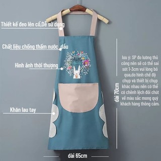 Tạp Dề Nhà Bếp Bunnies Chống Thấm Nước Hoạ Tiết Dễ Thương Có Túi Lớn Dùng Được  Cho Nam Và Nữ