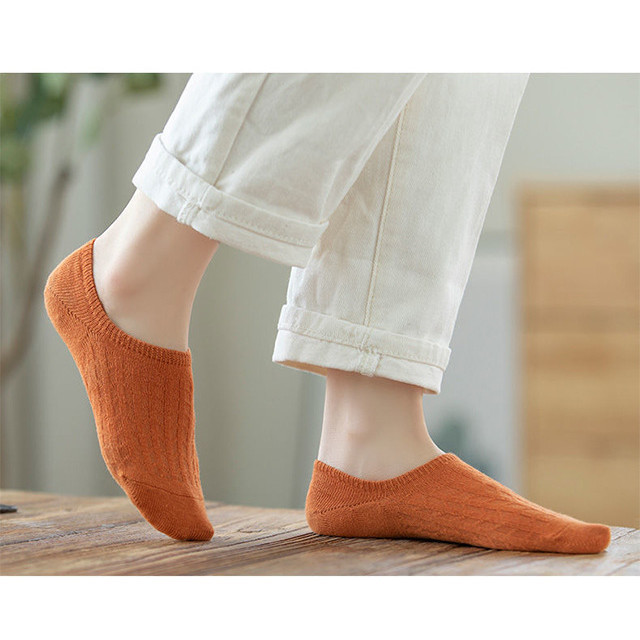 Tất Nữ Xuân Hè Màu Trơn Lưới Thoáng Khí Nông Miệng Thuyền Tất Chống Trơn Trượt Vô Hình Silicone Tất Thường Ngày