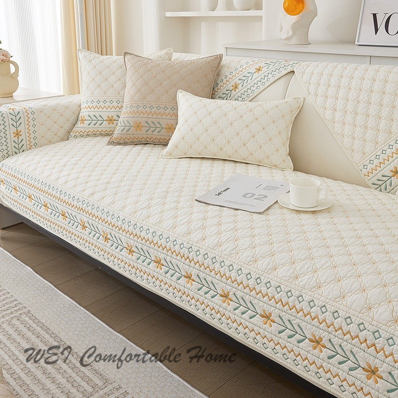 Đệm sofa kết hợp hình chữ L cho người 123, bọc chống trượt mẫu mới, đệm thông dụng bốn mùa, đệm tươi mới đơn giản, khăn phủ vải