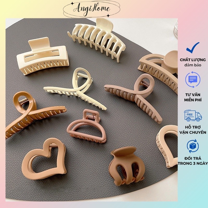 Kẹp tóc càng cua Hàn Quốc nữ đẹp hottrend nhám cỡ size lớn cặp búi tóc dễ thương cào 10, 14 răng màu pastel ANGIHOME