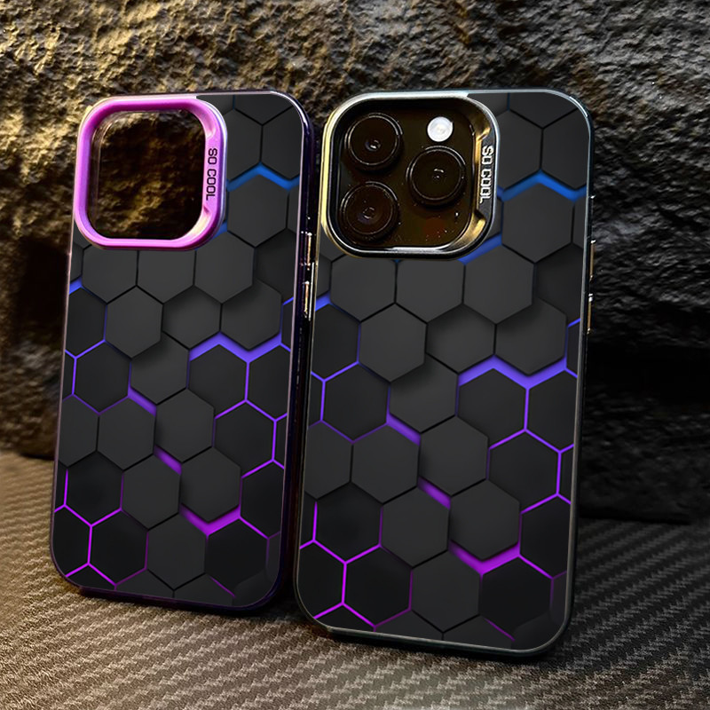 Ốp lưng cho iPhone 16 11 15 Pro Max 14 11 12 13 15 Pro Max 16e XR XS X 7 8 Plus SE2020 Khối xây dựng tổ ong thời trang Vỏ cứng mờ chống sốc